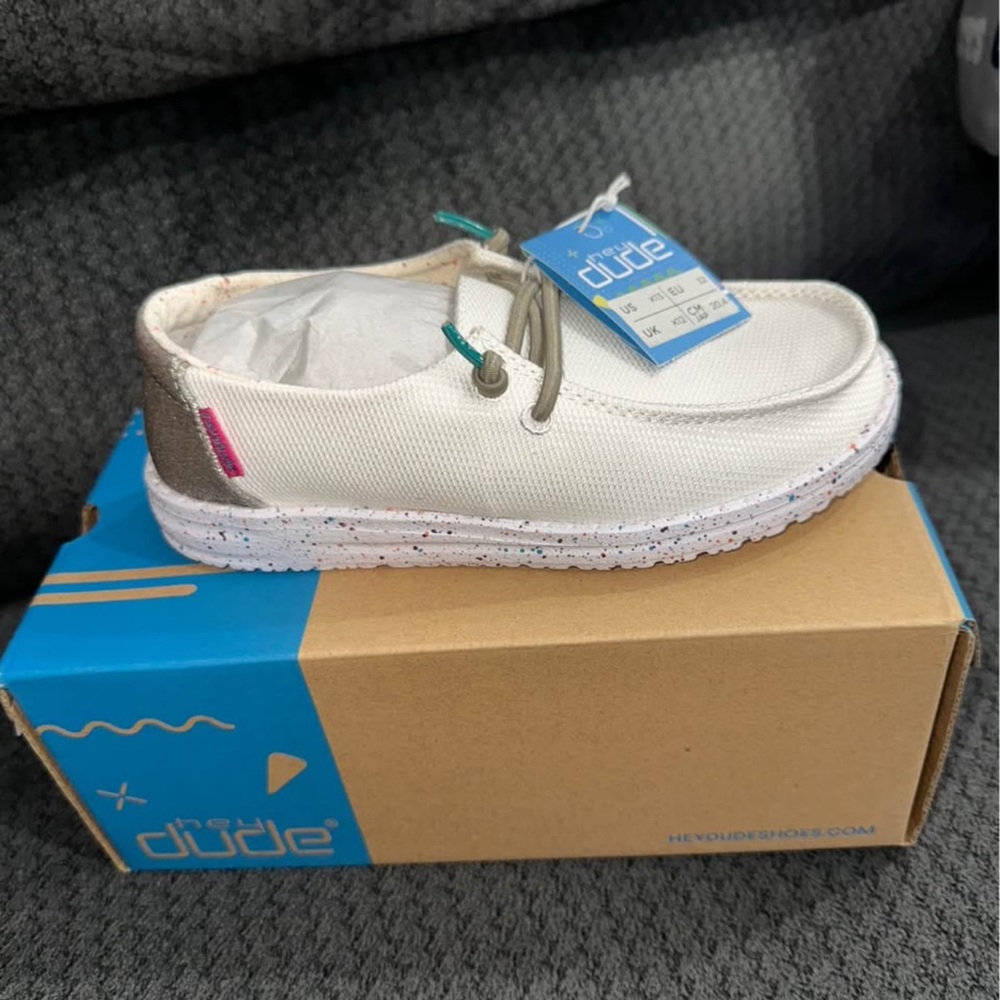 Hey Dude Kids' White Moccasins